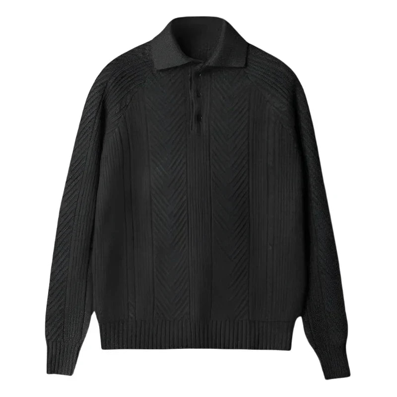 Variant image for Herr Stickad Polotröja Tidlös Design i Högkvalitativ Bomull och Akryl-1