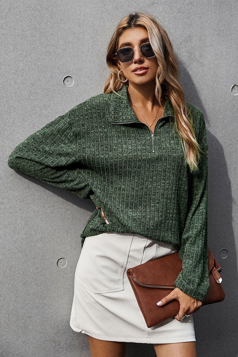 Variant image for Dam Reverspullover Monokrom Polyester Lång Ärmar-1