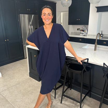 Variant image for Kvinna Klänning V-ringning Högkvalitativt Tyg-7