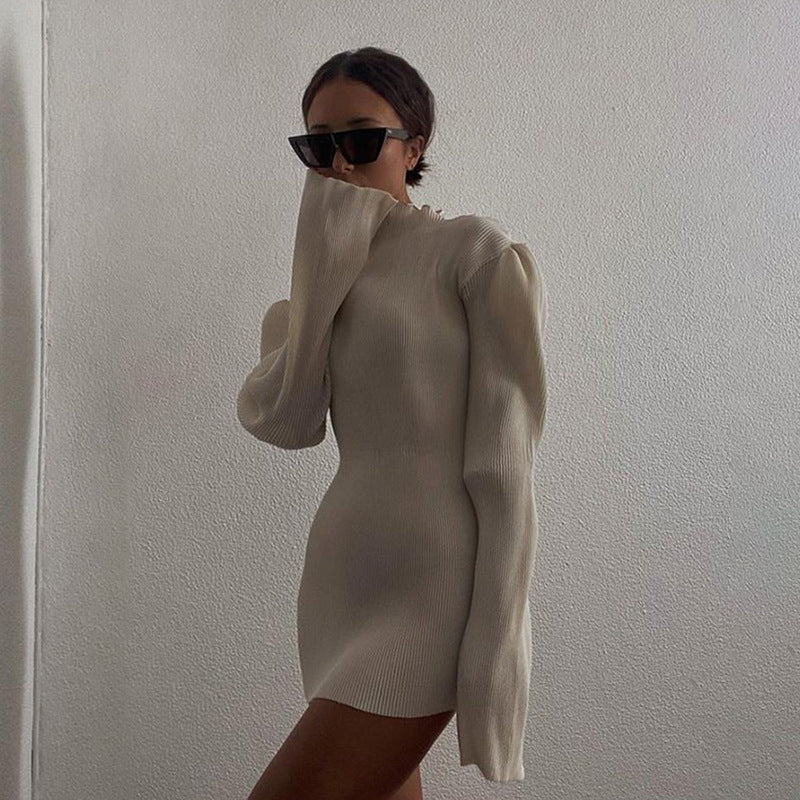 Dam Klänning Långärmad Klassisk Design Högkvalitativt Tyg-2