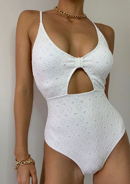 Baddräkt Dam Utskuren Design Elastisk Material För Sommaraktiviteter-1