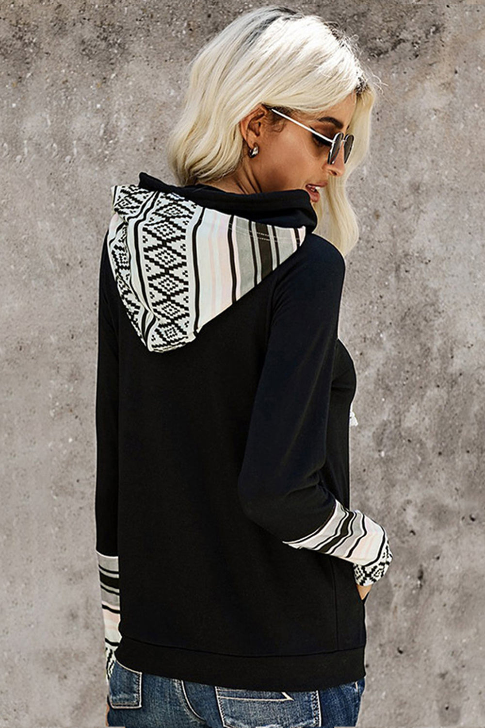 Dam Huvtröja Med Tryckad Design Polyester Långärmad Vid Passform-6