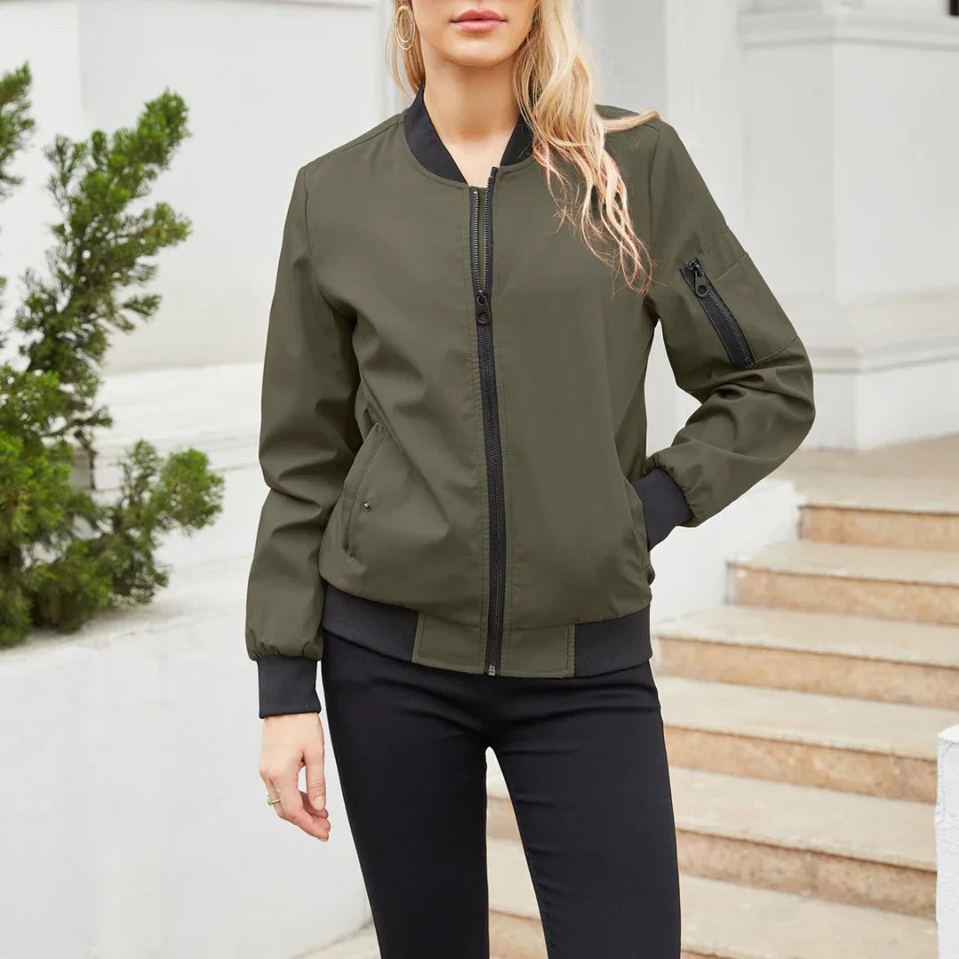 Damjacka Bomber Casual Hållbart Tyg-5