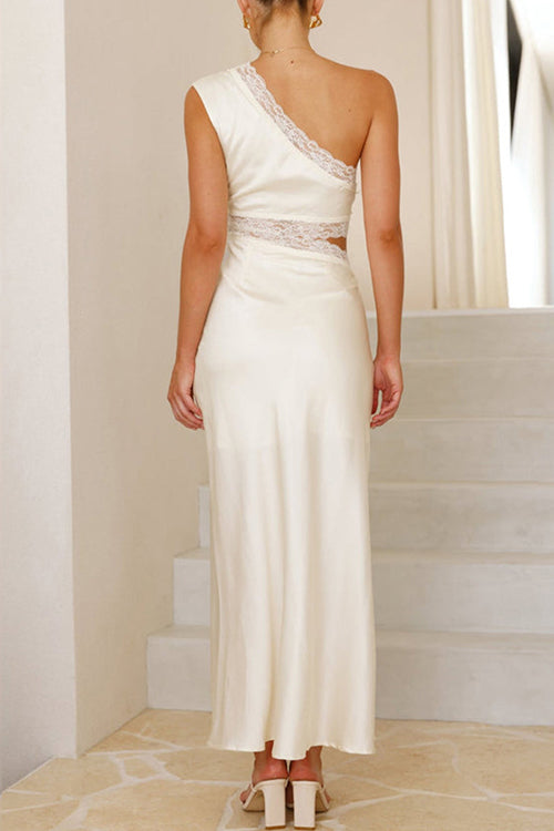 Maxiklänning Dam med Utskärningar och Spetsdetaljer i Bomull och Polyester-6