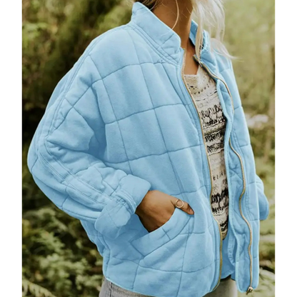 Dam Lång Vinterjacka Modern Polyester Med Dragkedja-4