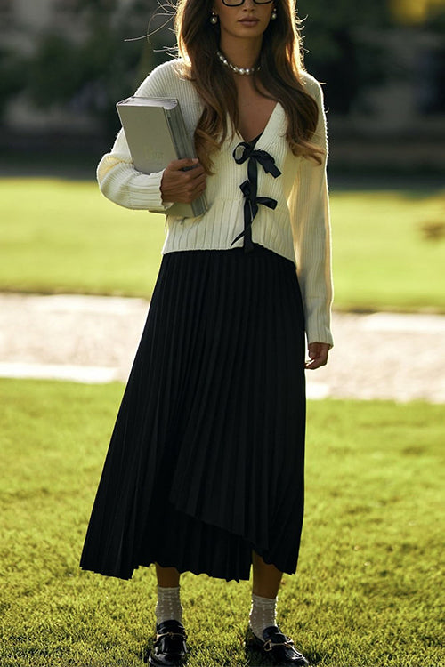 Dam Tröja V-ringad med Slingor i Bomull och Polyester-6