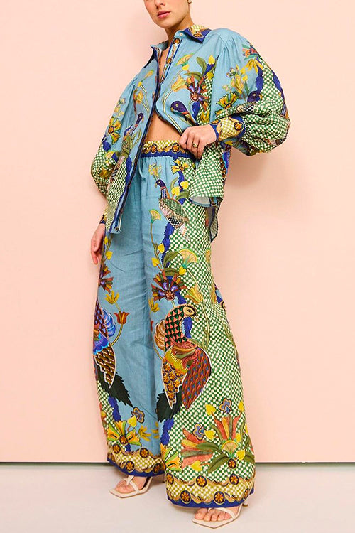 Snygga Byxor Dam Bred Ben Loose Fit Bomullsblandning-3