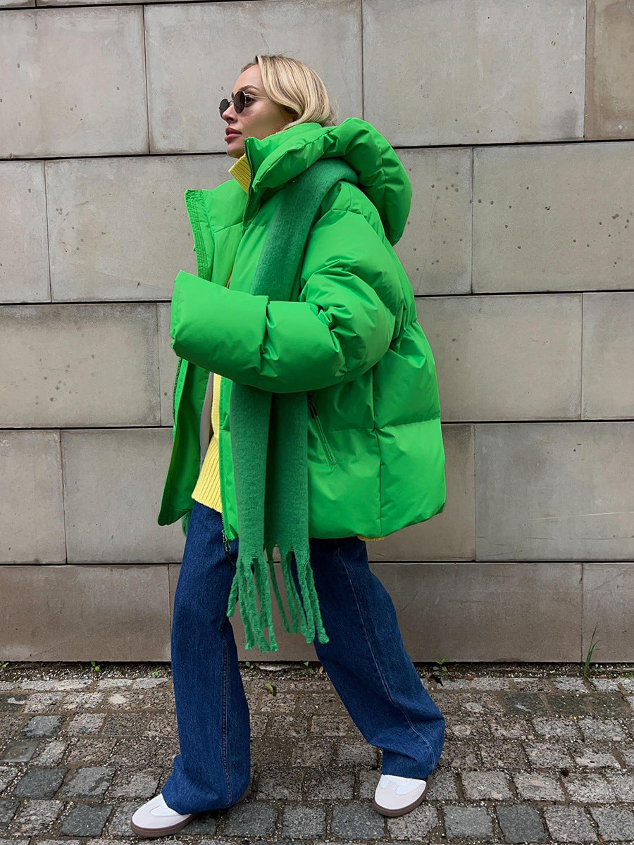 Dam Bomullsrock Löst Passform med Huva Tjockt Tyg-5