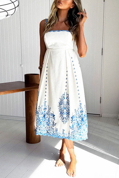 Variant image for Kvinna Midi Klänning Blommönster Ric-Rac Detaljer Bomull Polyester-5