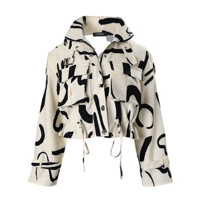 Dam Bikerjacka Abstrakt Tryck Polyester-4