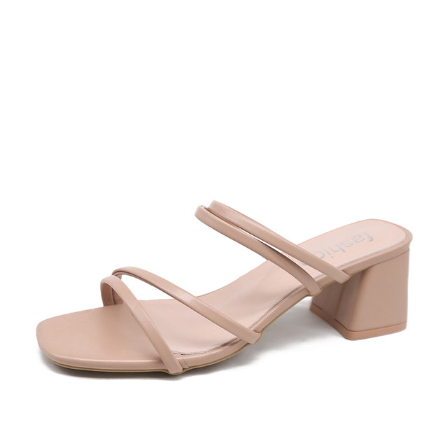 Höga Klackar Svarta Sandaler i PU med Blockklack - Elegant Design för Sommar och Fest 10