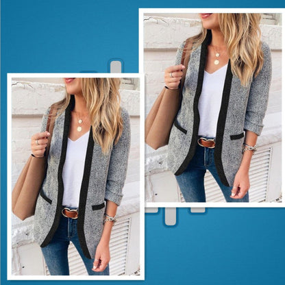 Herr Blazer Slim Fit Polyester Grå-3