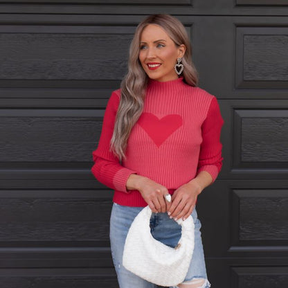 Variant image for Dam Ribbad Sticktröja Hjärtdesign Akryl-1
