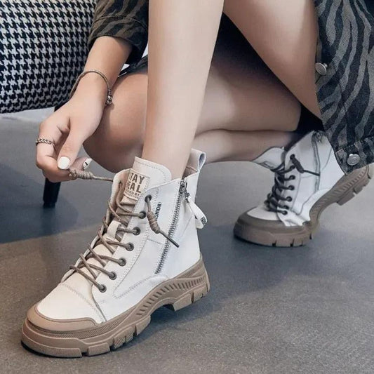 Herrskor Hög Top Sneakers Läder med Dragkedja-1