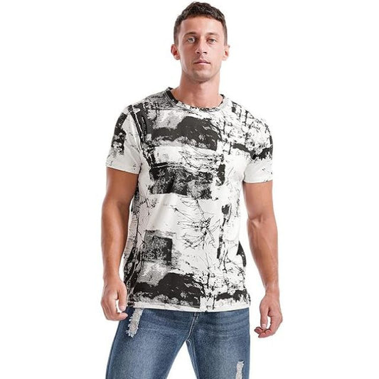 Herr T Shirt Abstrakt Tryck Klassisk Passform Kvalitets 100% Bomull-1
