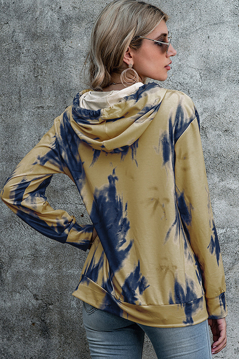 Dam Lång Hoodie Med Huvud Polyester För Avslappnad Stil-3