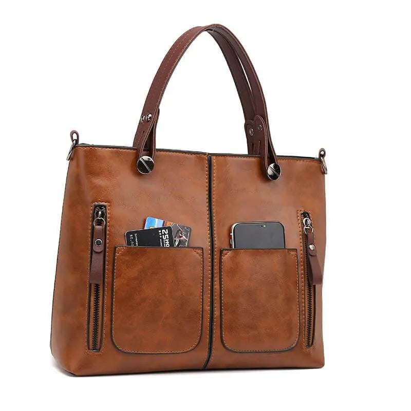 Dam Liten Handväska Vintage Elegant Läder-5