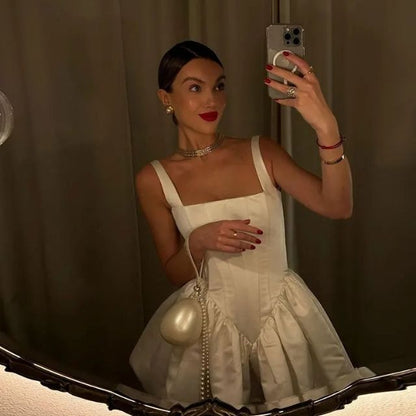 Variant image for Dam A-linjeklänning Satin Veckad Detalj Elegant-1