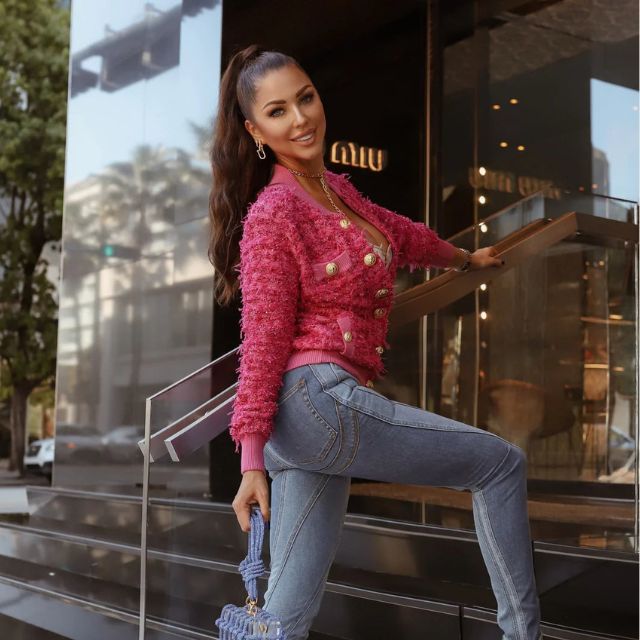 Variant image for Damjacka Bouclé med Knappdetaljer och Ribbad Trim-5