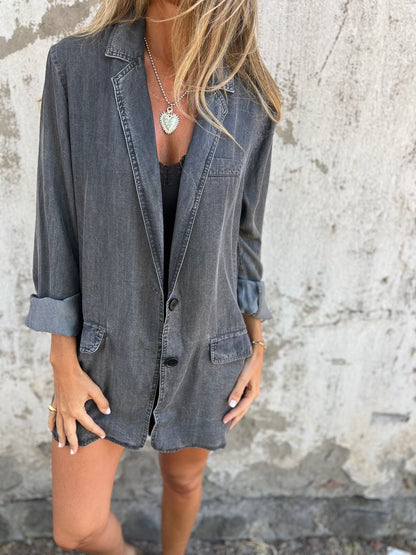 Damjacka Casual Denim Lös Passform Högkvalitativt Material-6