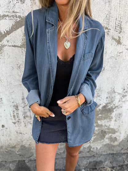 Variant image for Damjacka Casual Denim Lös Passform Högkvalitativt Material-6