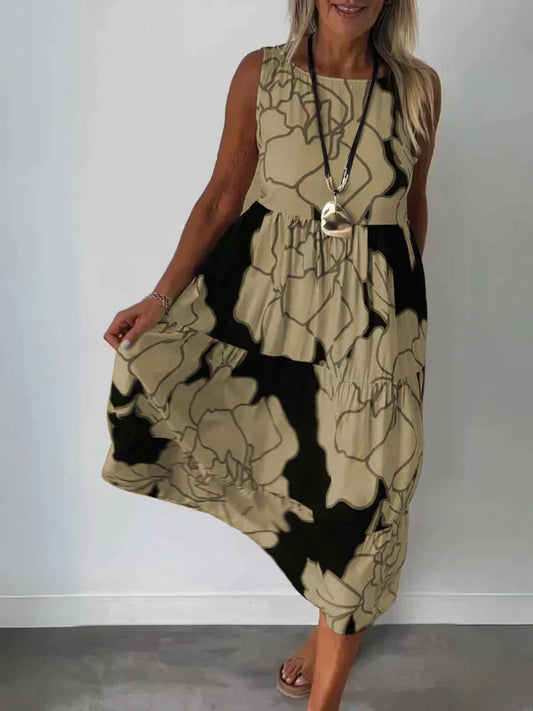 Dam Klänning Ärmlös Tryckt Design Polyester Elegant Fina Damen Klänningar 1