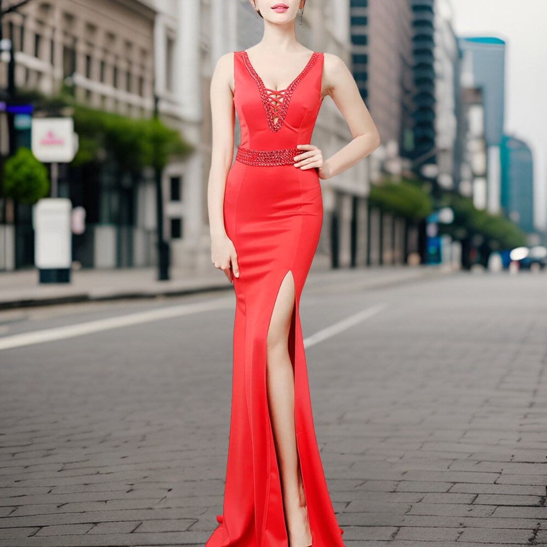 Dam Aftonklänning Utan Rygg Modern Design Högkvalitativa Tyger-3