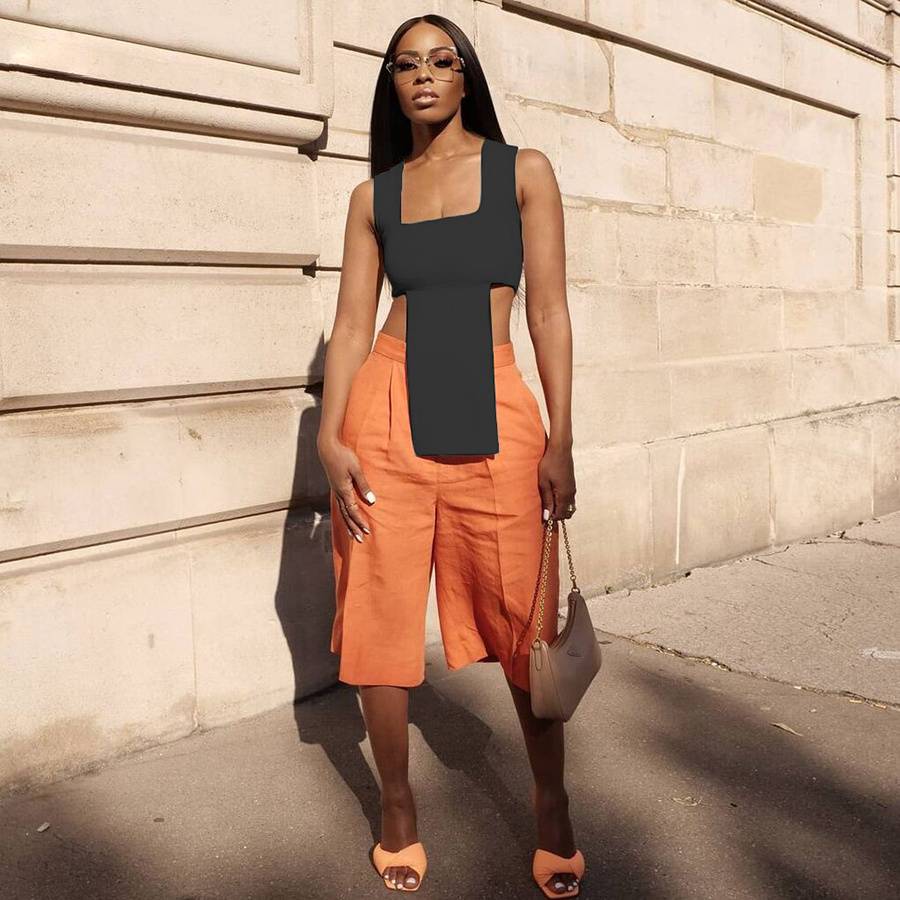 Festtoppar Dam Asymmetrisk Design Polyester Spandex-3