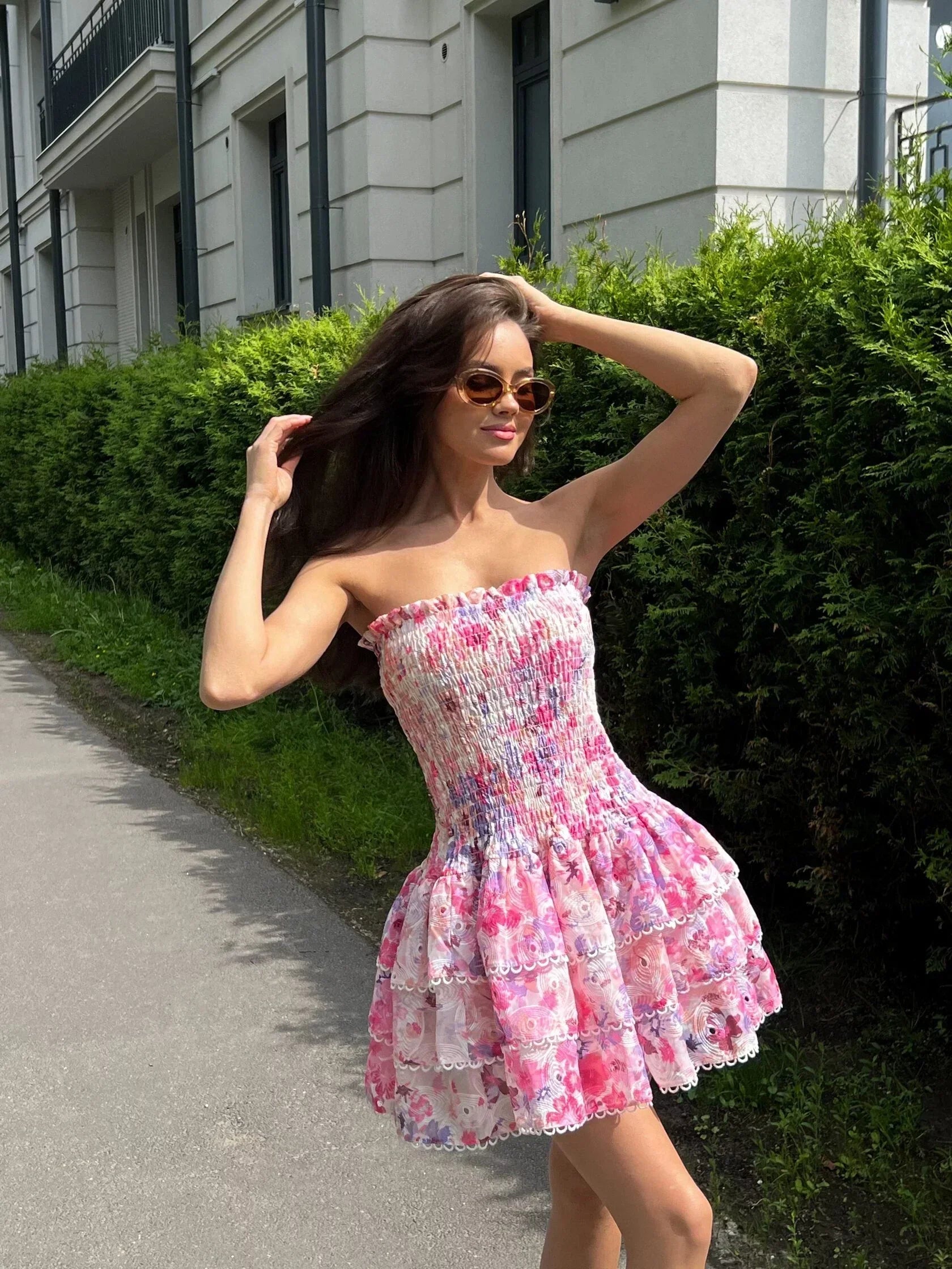 Kvinnors Klänning Ruffle Högkvalitativ Polyester-2