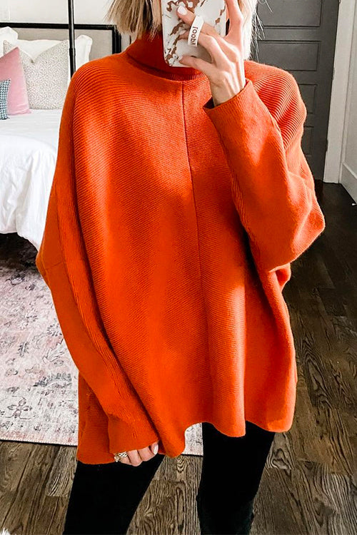 Dam Turtleneck Tunika Ribbad Bomull Polyester-2