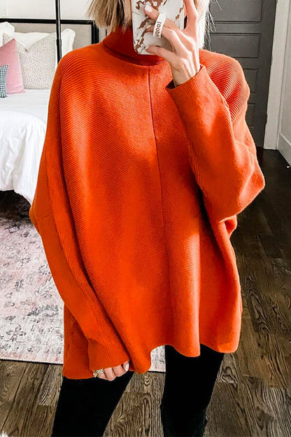 Dam Turtleneck Tunika Ribbad Bomull Polyester-2