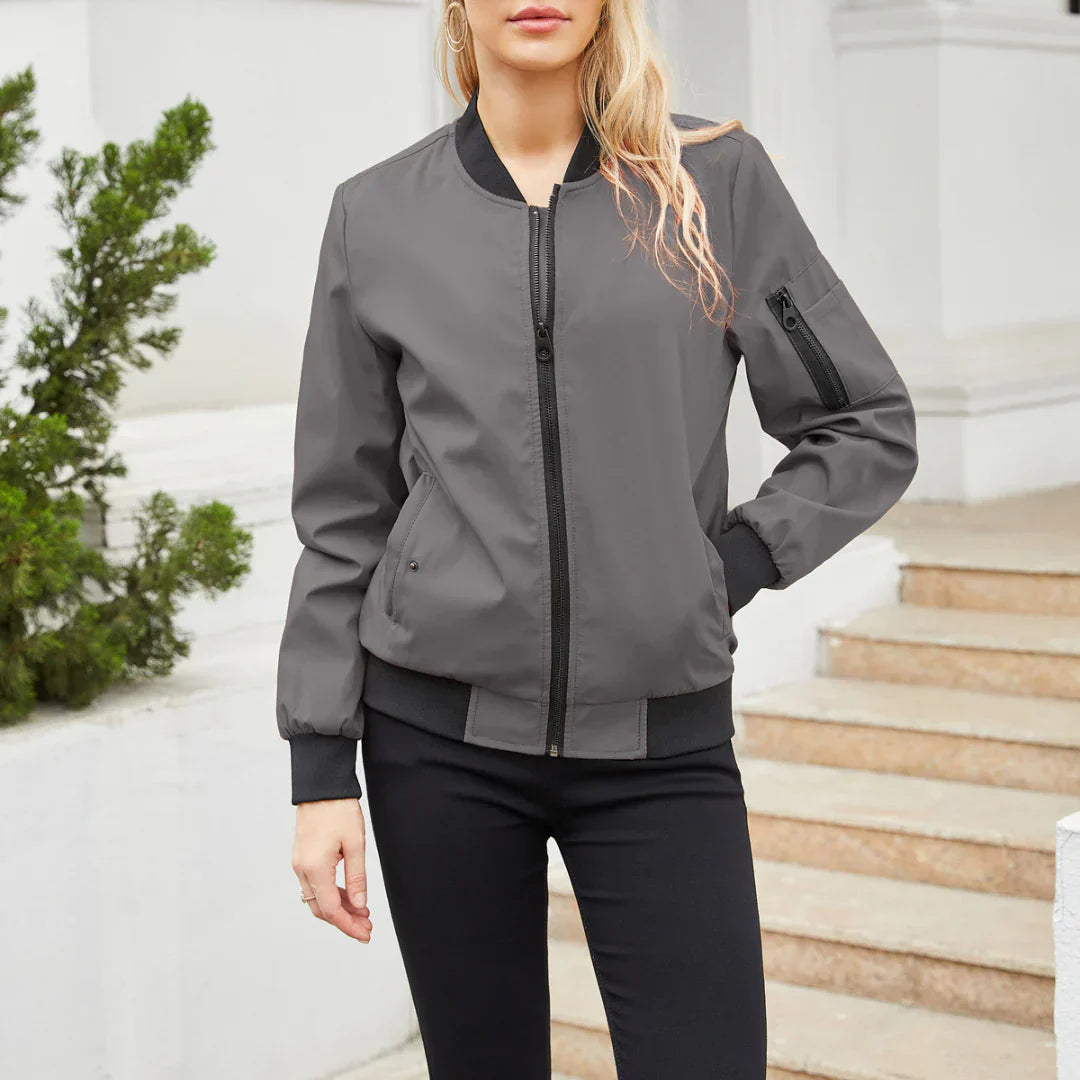 Damjacka Bomber Casual Hållbart Tyg-4