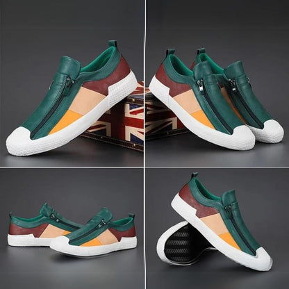 Dam Slip-On Sneakers Färgblock Textil med Dragkedja-3
