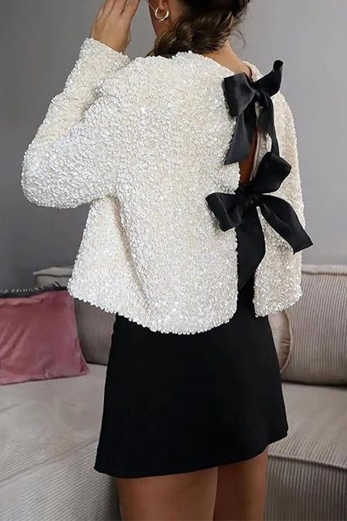 Dam Skjorta Långärmad med Paljetter och Knut Design Bomull Polyester-1