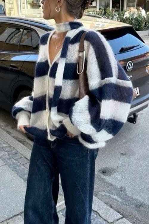 Variant image for Dam Tröja med Lykta Ärmar Färgblockad Bomull och Polyester-1