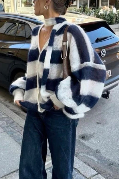 Variant image for Dam Tröja med Lykta Ärmar Färgblockad Bomull och Polyester-1