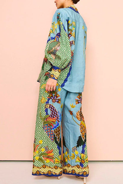 Snygga Byxor Dam Bred Ben Loose Fit Bomullsblandning-4