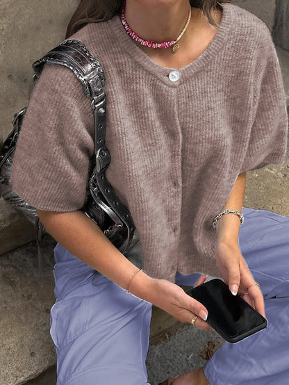 Kortärmad Stickad Tröja Dam Flerfärgad Akryl Nylon Polyester 14