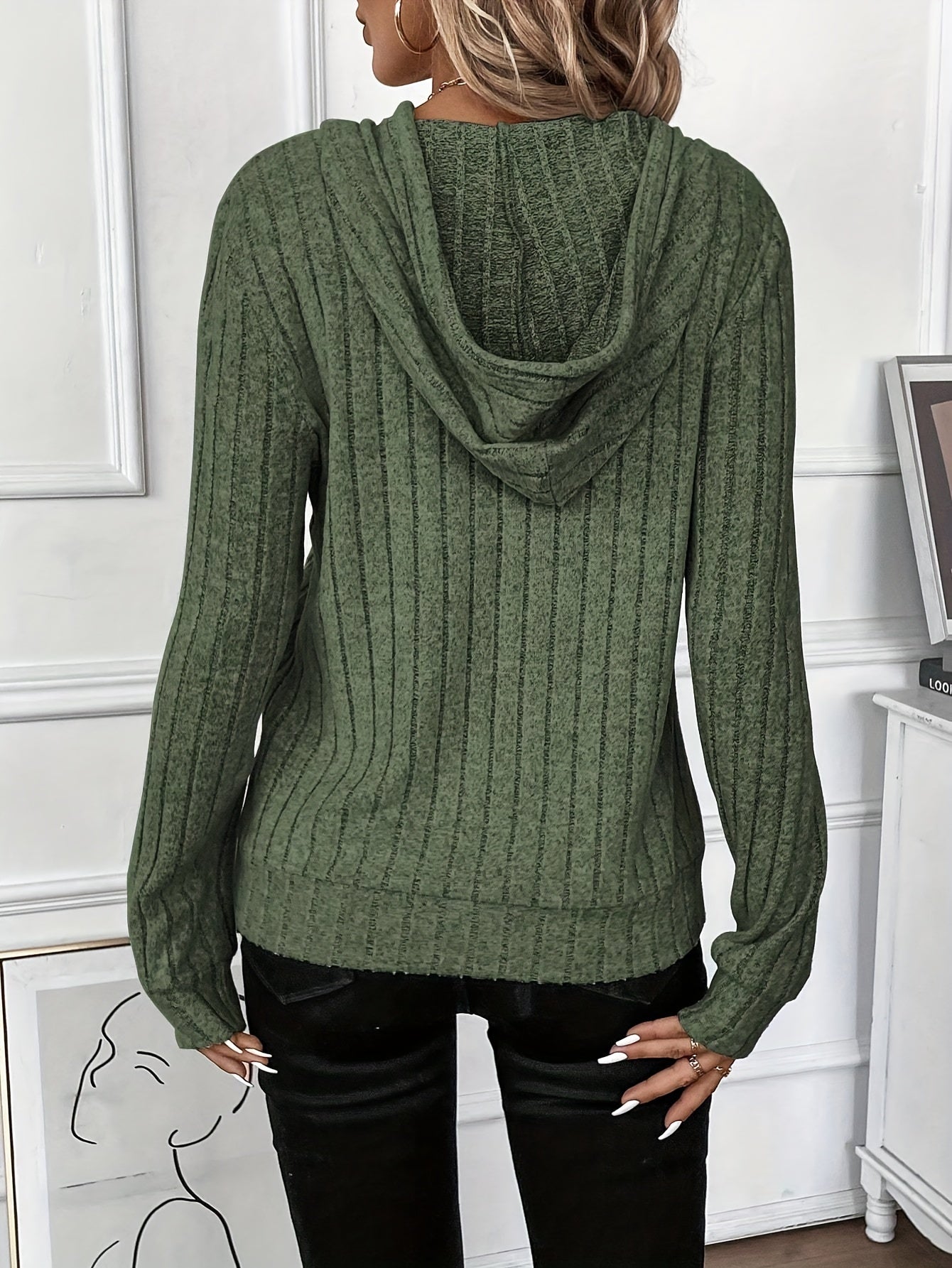 Dam Hoodie Rippad Design 100% Bomull 6