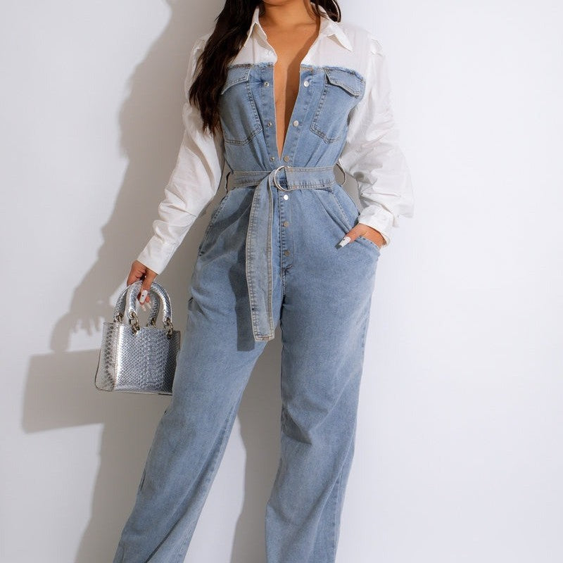 Variant image for Dam Jumpsuit Avslappnad Denim Plusstorlek-1