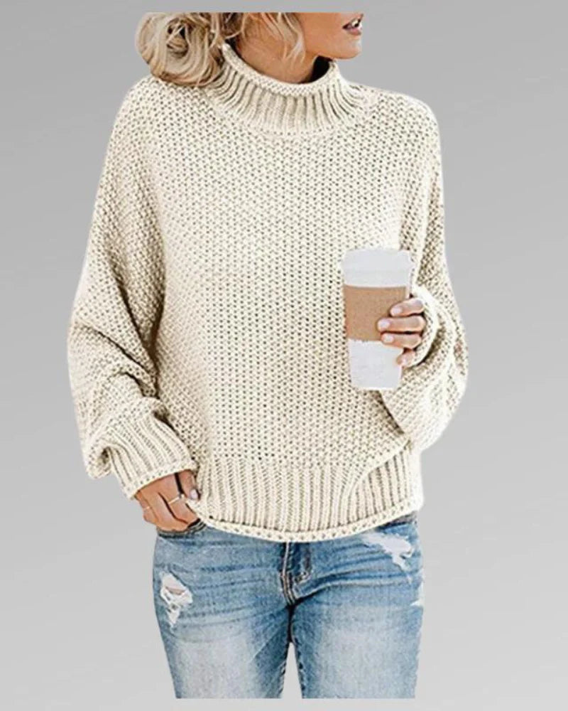 Stickad Dam Tröja Turtleneck Akryl för Vardags- och Festliga Tillfällen 1