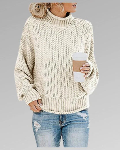 Stickad Dam Tröja Turtleneck Akryl för Vardags- och Festliga Tillfällen 1