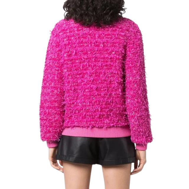 Damjacka Bouclé med Knappdetaljer och Ribbad Trim-6