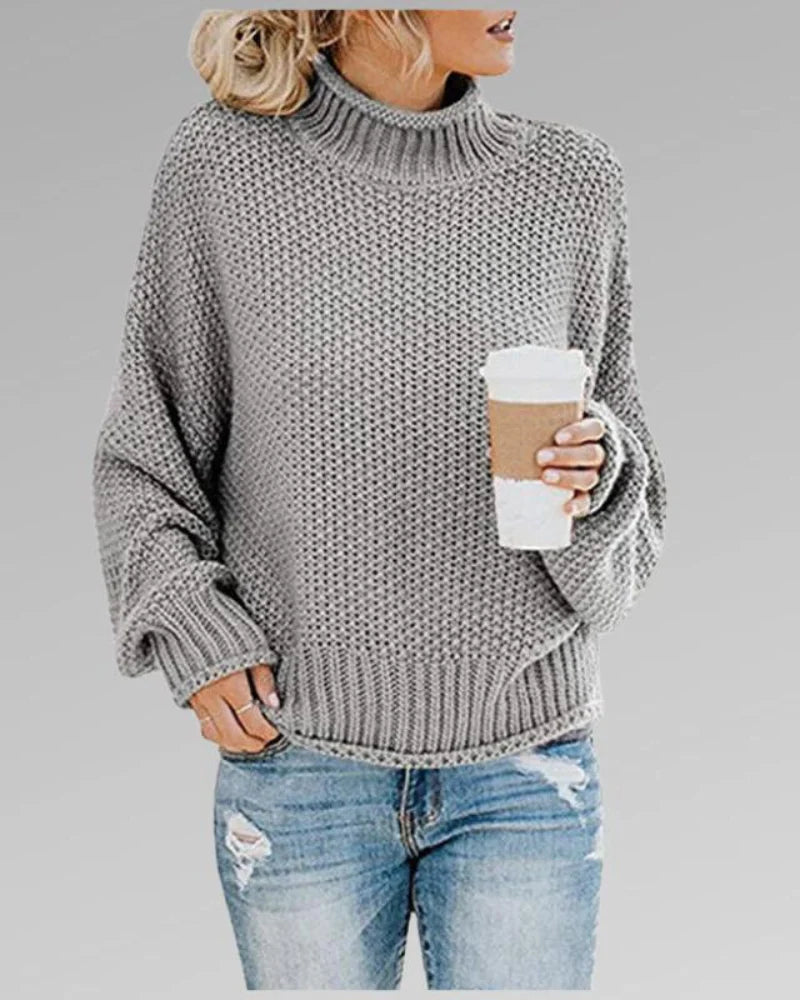 Stickad Dam Tröja Turtleneck Akryl för Vardags- och Festliga Tillfällen 2