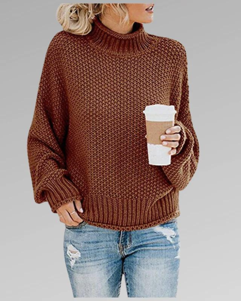 Stickad Dam Tröja Turtleneck Akryl för Vardags- och Festliga Tillfällen 3