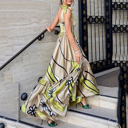 Kvinna A-Line Klänning Bohemisk Stil Polyester Ärmlös V-Hals-2