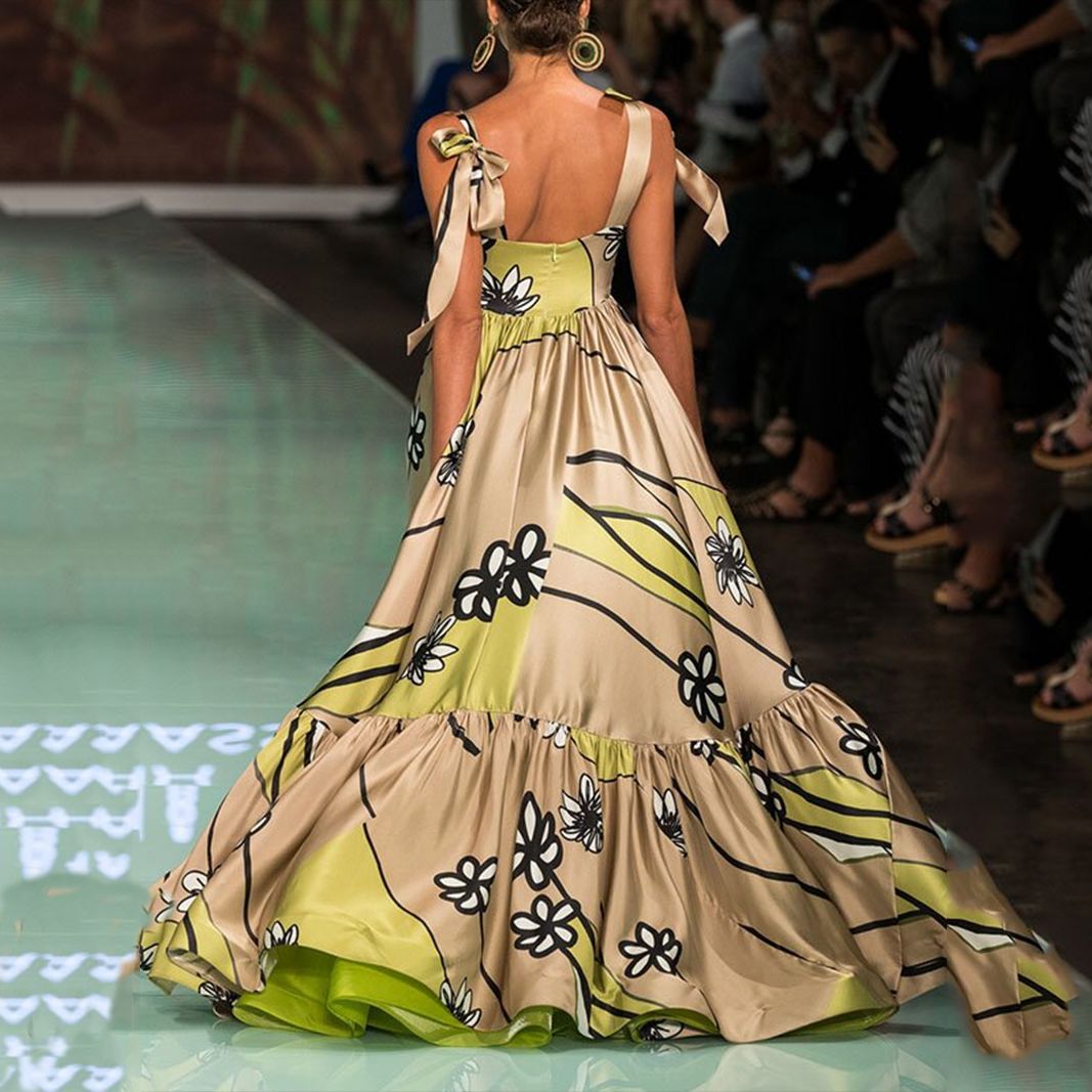 Kvinna A-Line Klänning Bohemisk Stil Polyester Ärmlös V-Hals-3