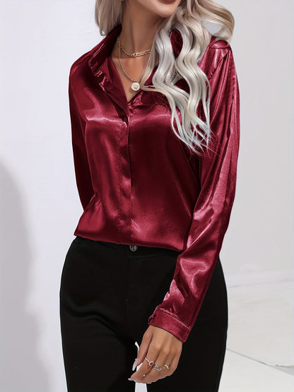 Variant image for Kvinnors Satin Blus Elegant Höststil Mjuk Satinblandning-16