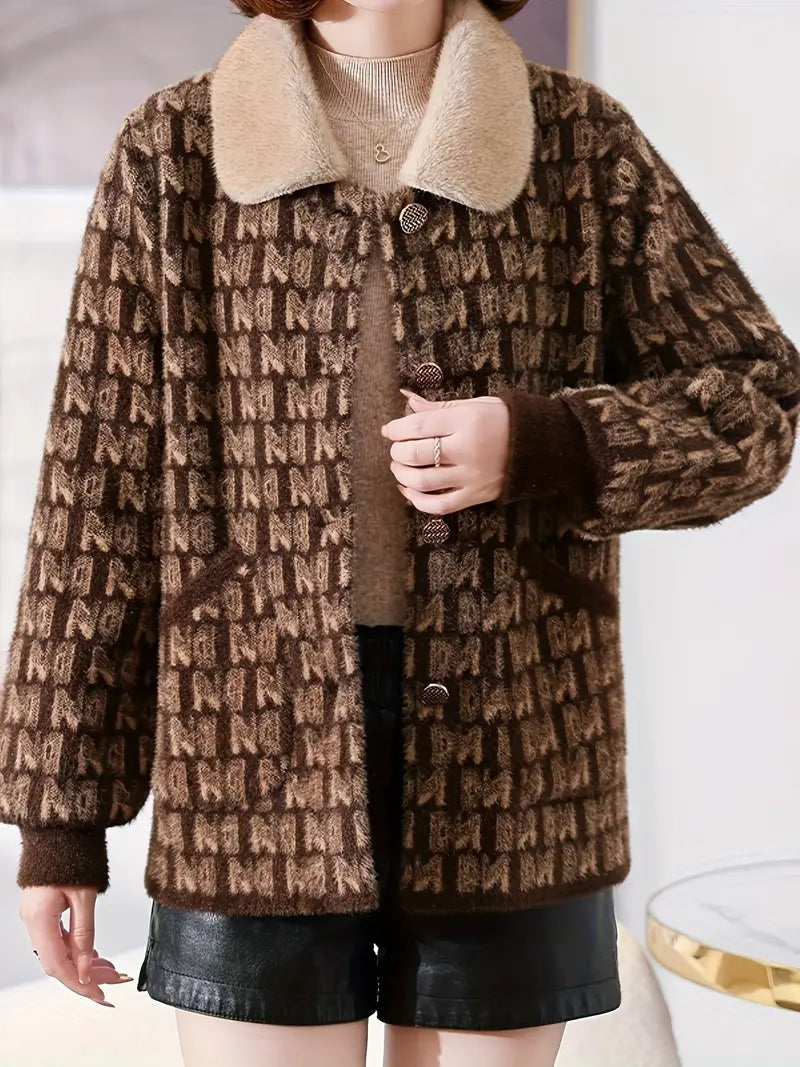 Kvinnas Jacka All-Over-Print Modern Design Polyesterblandning 5