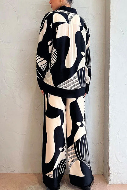 Dam Klänning Lång Grafisk Tryckning Bomull Polyester-3